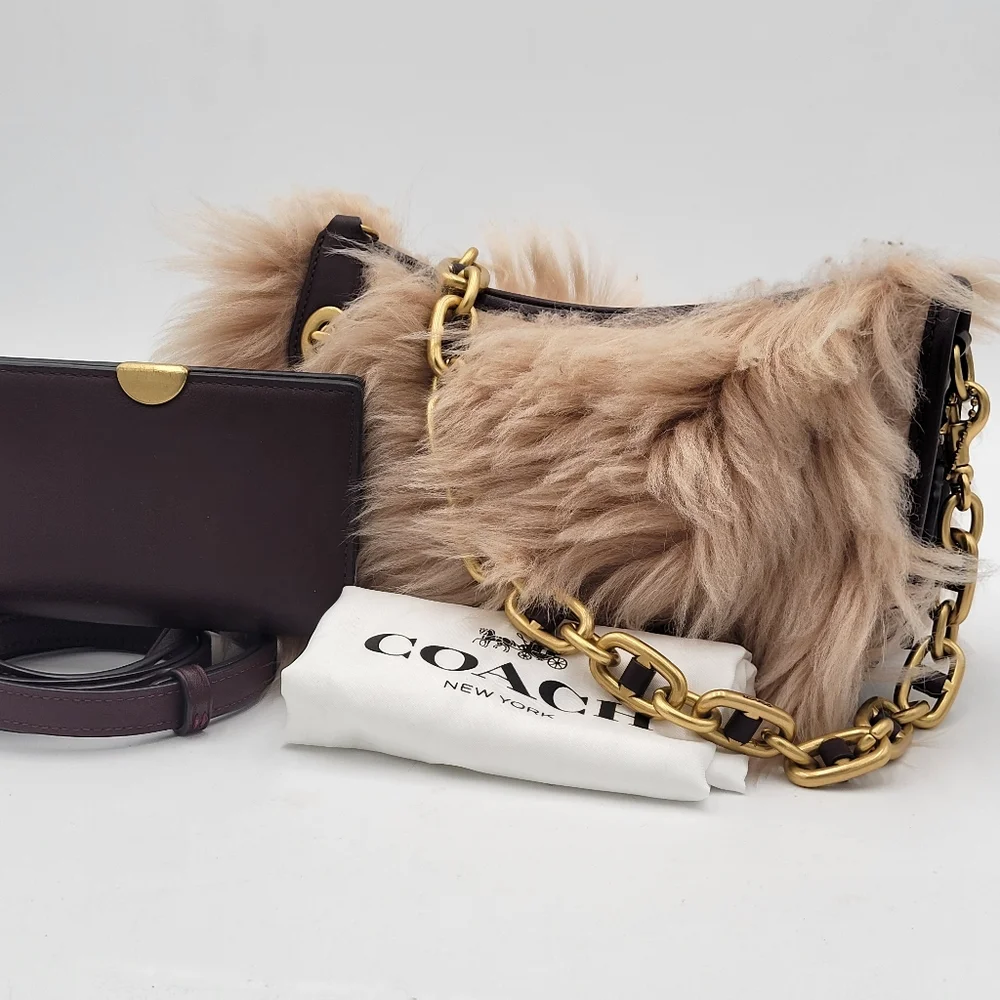 💥SALE!! 💥LIKE NEW 💥Coach Oxblood Shearling Swinger Bag